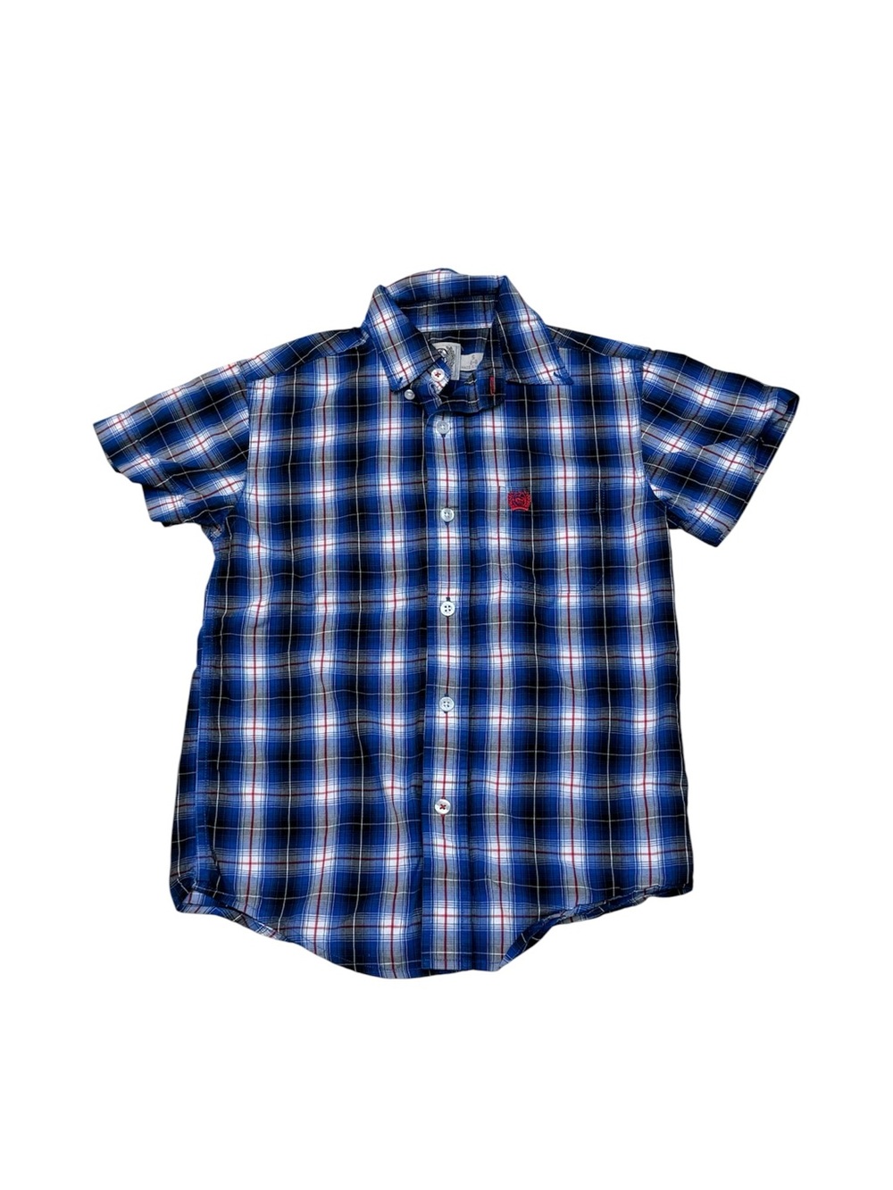 Cinch Youth Boys Blue Plaid Button Short Sleeve Western Shirt Size Small 6-8